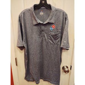 Dominos Gear Mens Polo Shirt L Pizza Driver Gray Short Sleeve Heathered Employee